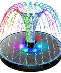 3.5W Glass Panel Solar Fountain With RGB Night Show, Anti Drift Fixer, And 7 Nozzles, Beefed Up Floating Bird Bath Fountain for outdoor use