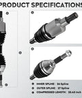 Front Left 4WD CV Axle Shaft Assembly For Chevrolet Blazer S10 GMC Jimmy Sonoma Isuzu Hombre 2.2L 4.3L Driver Side Replacement For 1997-2005 4WD Trucks And SUVs Built Tough Durable OEM Grade Shaft, 23.43 in, 26/27 splines
