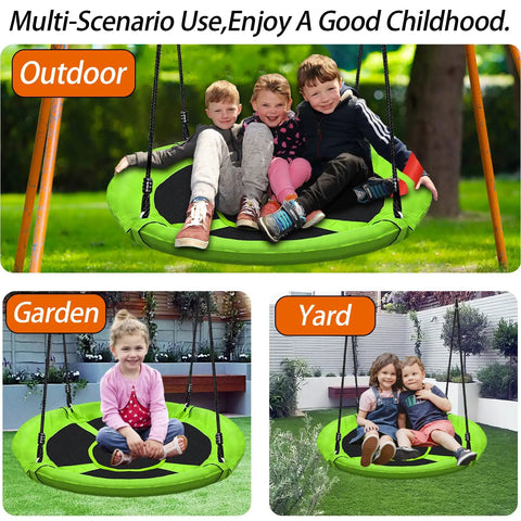 40 Inch Saucer Tree Swing For Kids With 500 Lb Weight Capacity Waterproof Platform Swing Seat And Adjustable Ropes For Outdoor Backyard Playground Fun Heavy Duty Steel Frame with children