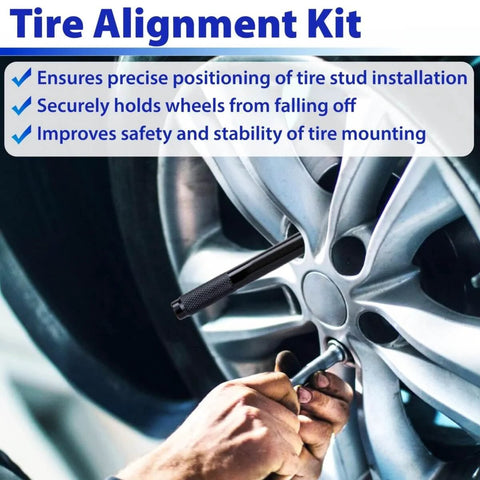 Using 10 Piece Pro DIY Wheel Alignment Tool Kit With Steel Alloy Lug Bolt Mounting And Stud Pin Set on a vehicle