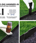 10 Pack Galvanized Steel Landscape Edging 4.5 Inch High Black Powder Coated Bendable Hammer In Border installation process