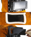 Leather Welding Hood With Flip Open Lens For Face, Head And Neck Protection, Breathable Cowhide Shield Mask, close-up of flip lens