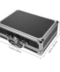 Rock Solid Portable Aluminum Alloy Toolbox With Lockable Handle And Ample Hardware Storage Featuring Sleek Modern Design, top view with dimensions.