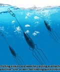 3 Piece Sputnik Lead Fishing Sinkers Set 1oz for Surf Casting Saltwater shown underwater with long tail and stainless-steel legs.