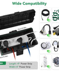 Outdoor Electrical Box With IP54 Waterproof Rating, Weatherproof Cord Cover And 6 Cable Entry Ports, Heavy Duty Extension Cord Protector for power strips, black