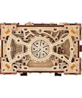 Enigma Chest 3D Wooden Puzzle Box For Adults To Build Natural Wood Escape Room Challenge With 504 Pieces No Glue Required Codes And Secret Locks Stress Relief Brain Teaser, front view