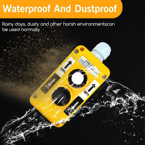 Waterproof Industrial 2 Button Electric Hoist Crane Pushbutton Switches With Box Holder Cob For Up Down Driving Control