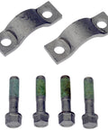 Rear Shaft U Joint Replacement Kit For Select Models Direct Fit Universal Joint Strap Kit To Repair Fatigue, Wear, Or Missing U Joint Components showing metal straps and bolts.