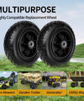 Flat Free Ten Inch Tire And Wheel Assembly With Three Point Zero Zero To Four Tire Size, Five Eighths Bearings, Two Pack