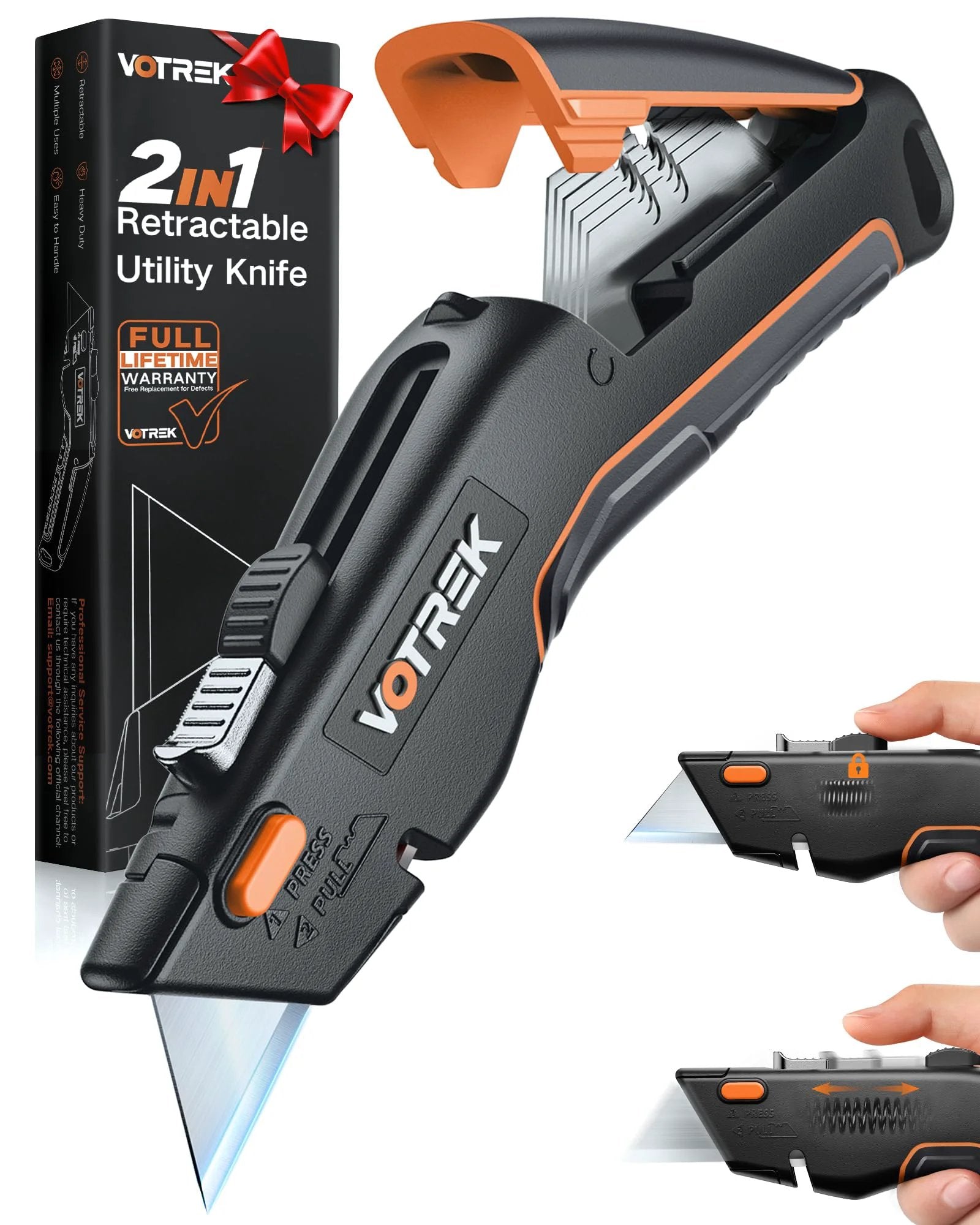 Two In One Retractable Box Cutter With Safety Lock