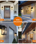 Two Pack Dusk To Dawn Outdoor Wall Lanterns With Photocell Sensor Exterior Porch And Garage Lights In Vintage Matte Black Weatherproof Sconce Lighting For Your Home Entry Must Have Pathway And Backyard installed in various settings.