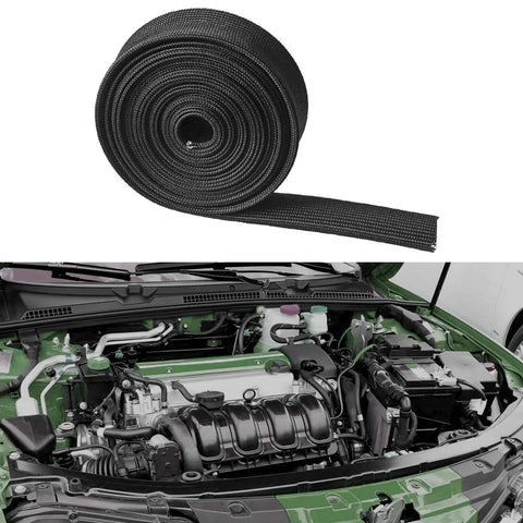 Heat Resistant Fiberglass Shield Sleeve For Car Wires And Hoses, 16 Feet Long, 20mm Inner Diameter, Black High Temp Shield in engine.