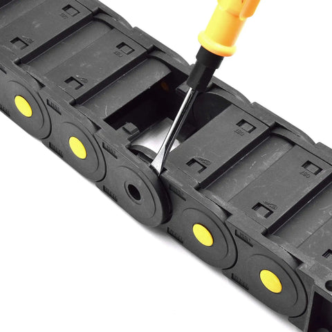 Close-up of Heavy Duty Nylon Cable Drag Chain 30 X 57 Mm Closed Energy Carrier For Cnc Routers with end connectors