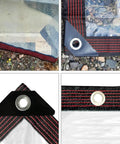 Top Shelf Heavy Duty Clear Vinyl Tarp 8x10 Feet Waterproof Transparent Cover with Steel Grommets close-up of corners and grommets.