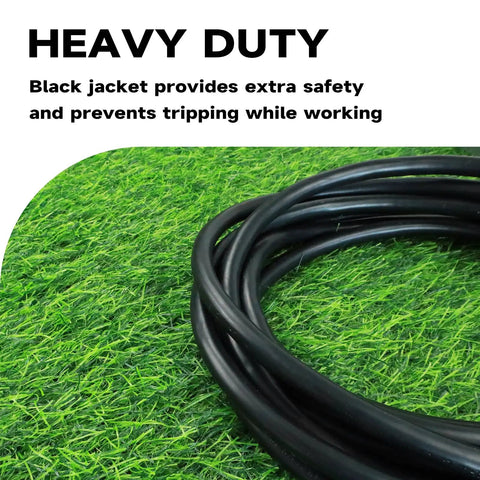 Heavy Duty Outdoor Extension Cord With Lighted End For Easy Finding 25 Ft Long 12 Gauge SJTW Waterproof Power Cord coiled on grass