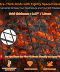 30 Inch Square Fire Pit Grate For Outdoor Cooking Heavy Duty Steel With Heat Resistant Coating, close-up of diamond mesh design
