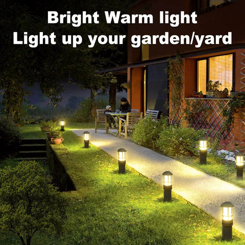 Solar Pool Lights For Above Ground Pools, 8-Pack Low-Voltage Pathway Lights illuminating garden path at night