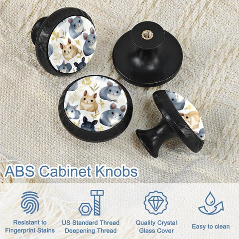 4 Pack Round Cabinet Knobs And Drawer Pulls For Home Furniture Kid Friendly Dresser Cupboard Handles With Screws, bunny design
