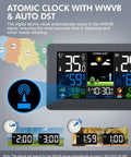 Weather Station Wireless Indoor Outdoor Digital Thermometer With Remote Sensor 7.5 Inch HD Display showing temperature and forecast.
