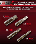 Internal Pipe Removal Tool Nipple Extractor Set Four Piece Inside Pipe Wrench Set for Removing Broken Threads and Heater Hose Fittings