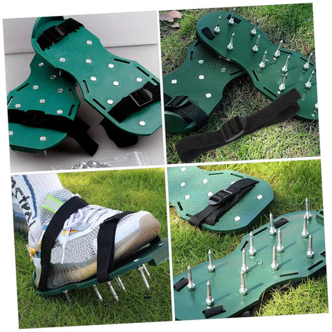 Lawn Aerator Shoes Set With 16 Pcs Heavy Duty Spikes For Soil Loosening Easy Assembly Garden Sandals For Grass Care For Men And Women