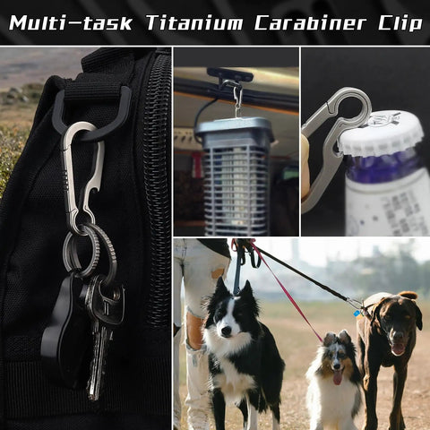Black Titanium Carabiner Keychain With Quick Release Clip And Bottle Opener Small 2 Inch Key Clip in various uses