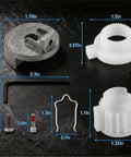 Moen Cartridge Puller Removal Tool Kit Heavy Duty Aluminum Extractor components including metal and plastic parts with measurements.