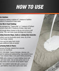 Concrete Bonding Additive White 32 Oz For Steps Driveways And Patios with usage instructions and pouring demonstration.