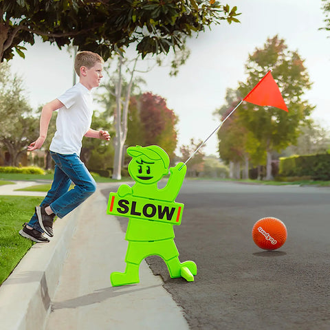 Kids At Play Safety Sign With High Visibility Flag For Street Traffic Slow Down Zone Great For Neighborhoods And Driveways