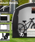 Outdoor Bike Storage Shed Tent With Waterproof Shelter For Bicycles, featuring details like zippers, storage, ventilation windows