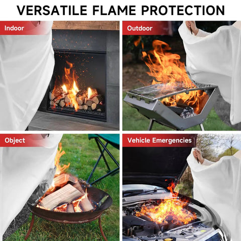Emergency Fire Blanket For Home And Kitchen 40x40 Inch Fireproof Fiberglass Flame Retardant Safety Shield for indoor and outdoor use