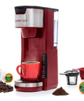 Red Single Serve Coffee Maker With 2 In 1 Brew Pod Or Ground Coffee Five Brew Sizes Up To 14 Oz No Fuss Quick Brew Fits Travel Mug