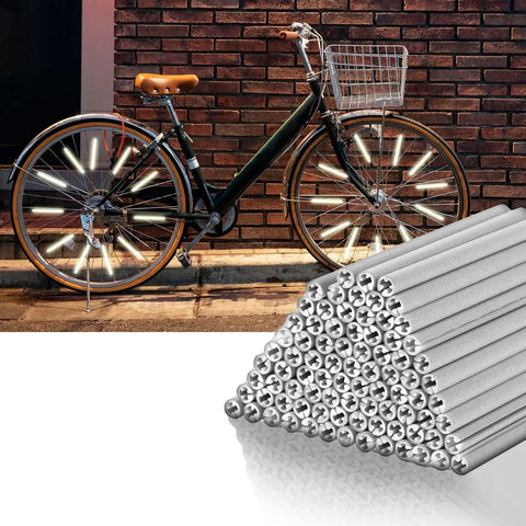 Reflective Spoke Covers 84 Pack For Bikes And Motorcycles, showing 80mm reflective skins on bike wheels at night