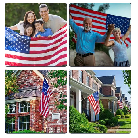Heavy Duty 3x5 Outdoor American Flag For High Wind Waterproof Embroidered Stars Sewn Stripes Brass Grommets UV Fade Resistant displayed