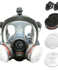 Full Face Organic Vapor Respirator With Anti Fog Shield, Protective Eye And Nose Guard, Heavy Duty Lens, Adjustable Straps, Chemical And Particulate Protection, Includes 2 Filter Cartridges, Industrial Grade Safety Gear