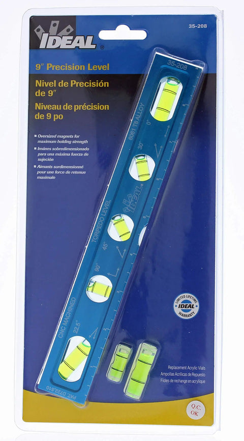 Packaged Electrician Level With CNC Machined Aluminum Body Five Acrylic Vials Magnetic Jaw For Tight Spaces And Conduit Installations