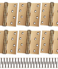Six Pack Beefy 4x4 Inch Ball Bearing Door Hinges Set Heavy Duty Stainless Steel Exterior Hinges With Square Corners Includes 48 Screws
