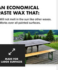 Top Shelf Wood Finish Paste Wax For Furniture Cabinets And Tabletops Blends Carnauba And Beeswax to protect a large wooden table outdoors.