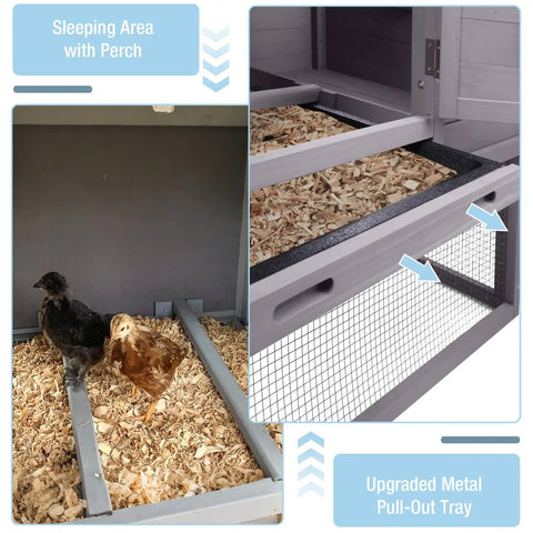 Backyard Chicken Coop On Wheels With Run Kit Large Wooden Hen House with sleeping area and metal pull-out tray