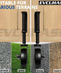 4 Inch Spring Loaded Gate Caster Wheel With Side Brake on gravel, grass, bricks, and mud road surfaces, illustrating terrain suitability.