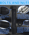 Close-up of bolts and nuts made of durable, rust-resistant material for Trailer Axle Equalizer Shackle Kit for double-eye leaf spring.
