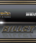 Billet License Plate Frame In Flat Black And Matte Gold With Zinc Die Cast Construction And Rubberized Coating Includes Fastener Caps