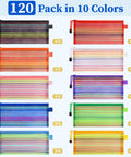 120 Pack Mesh Zipper Pencil Pouches In 10 Colors 9 By 4 Point 7 Inch Small Pencil Bags for Office School Home.