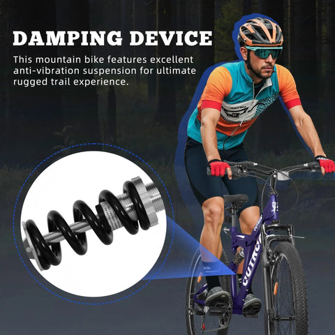 All Terrain Mountain Hybrid Bike With 26 Inch Steel Frame 7 Speed MTB Bicycle Front Suspension Fork rider
