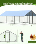 Heavy Duty Walk In Metal Chicken Coop With Run Spire Shaped Poultry Cage Weatherproof Cover And UV Protection For Outdoor Backyard