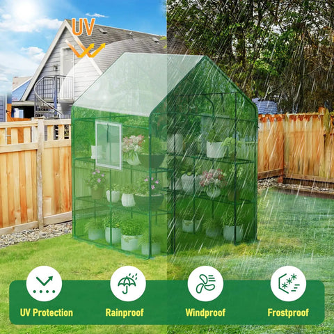 Walk-In Greenhouse With Heavy Duty Steel Frame And Thick PE Cover, 56 By 56 By 78 Inches, Perfect Plant Shelter For Your Garden, Outdoors Or Indoors, Keeps Plants Protected And Growing Strong