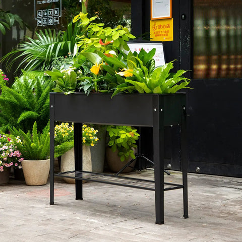 Raised Garden Bed With Legs Elevated Metal Planter Box For Outdoor Use Yard Ready Standing Garden Stand For Veggies, Herbs, And Flowers Durable Steel Frame With Drainage Holes Frosted Black Finish Easy Assembly