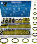 Bonded Sealing Washer Kit 378 Pcs with 12 sizes self-centering automotive AC seal metal rubber gasket set in box, M6 to M30