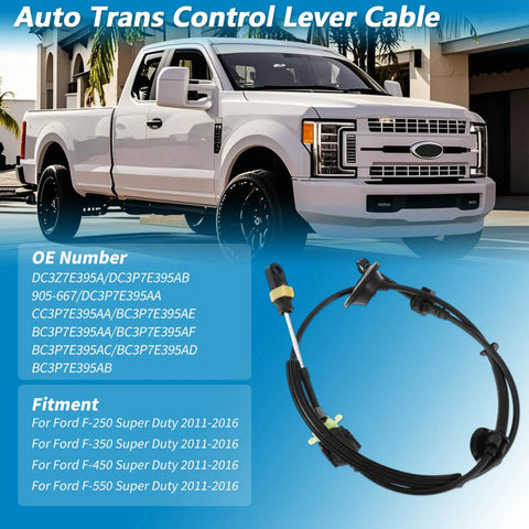 Ford F Series Super Duty Automatic Transmission Gear Shifter Cable Replacement OEM Style 2011-2016 Fits Ford F 250 350 450 550 Range Lever Shift Control Cable No 905-667 BC3P7E395AB