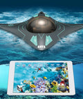 Underwater Camera Drone Boat With App Control Dope Waterproof RC Submarine and tablet displaying underwater feed.